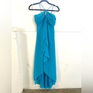 Y2K Sz S Empire High Low Maxi Dress Gown Formal Corset Fairy Mermaid Prom 90s